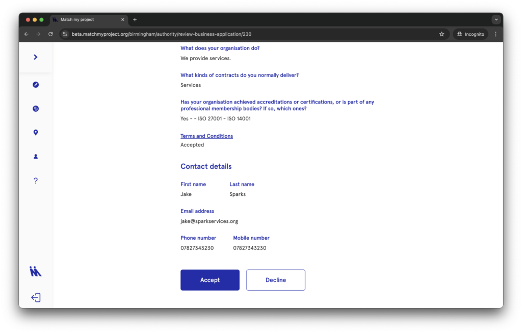 Responding to an application